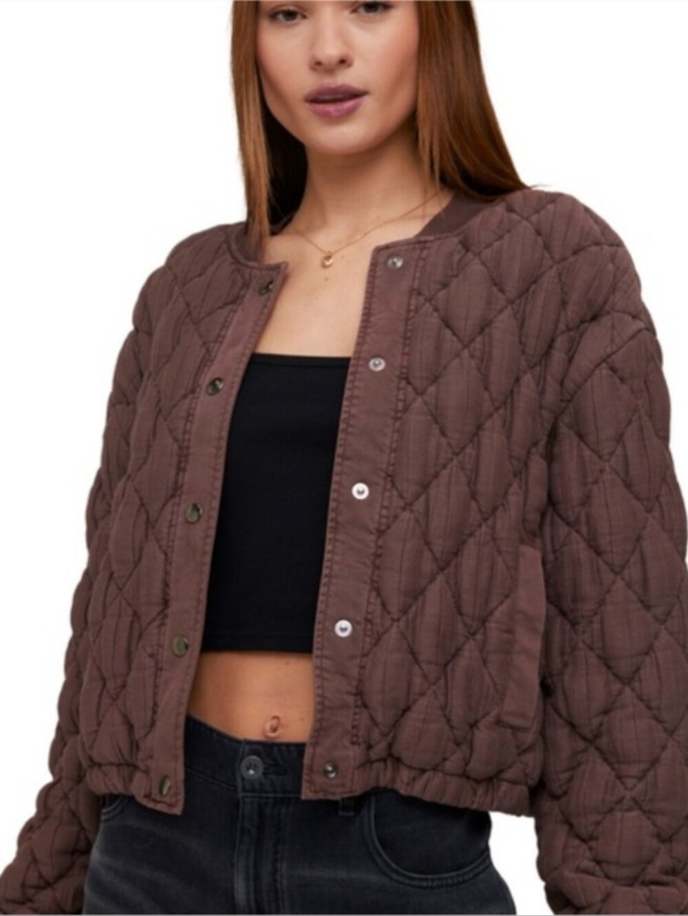 NWOT Bella Dahl French Roast Quilted Bomber Jacket